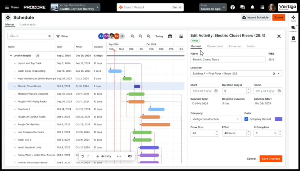 Construction project scheduling software: Procore