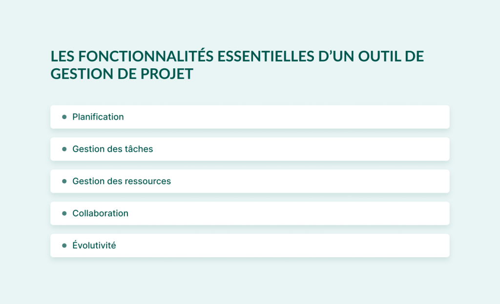 Logiciel gestion projet: fonctionnalites cles