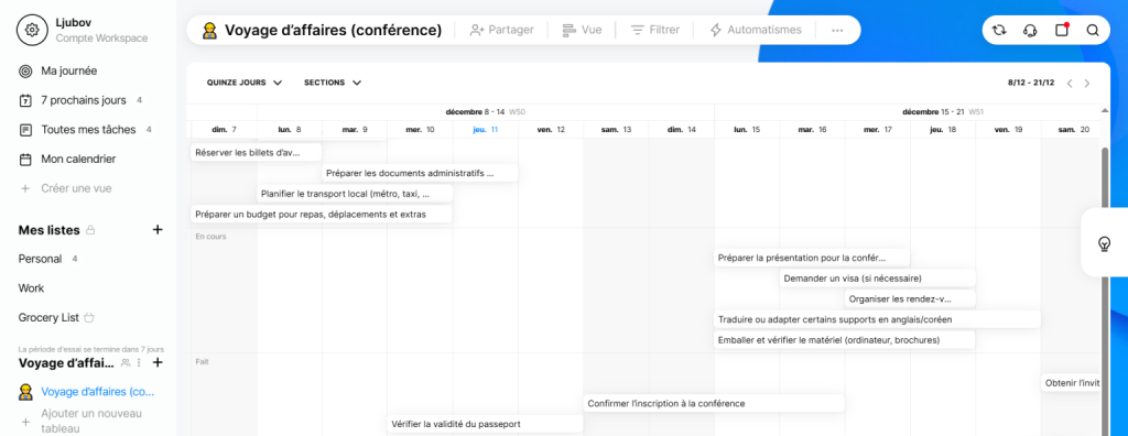 Outil roadmap interface Any.Do