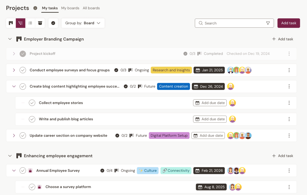 Outils de travail collaboratif: Interface Talkspirit