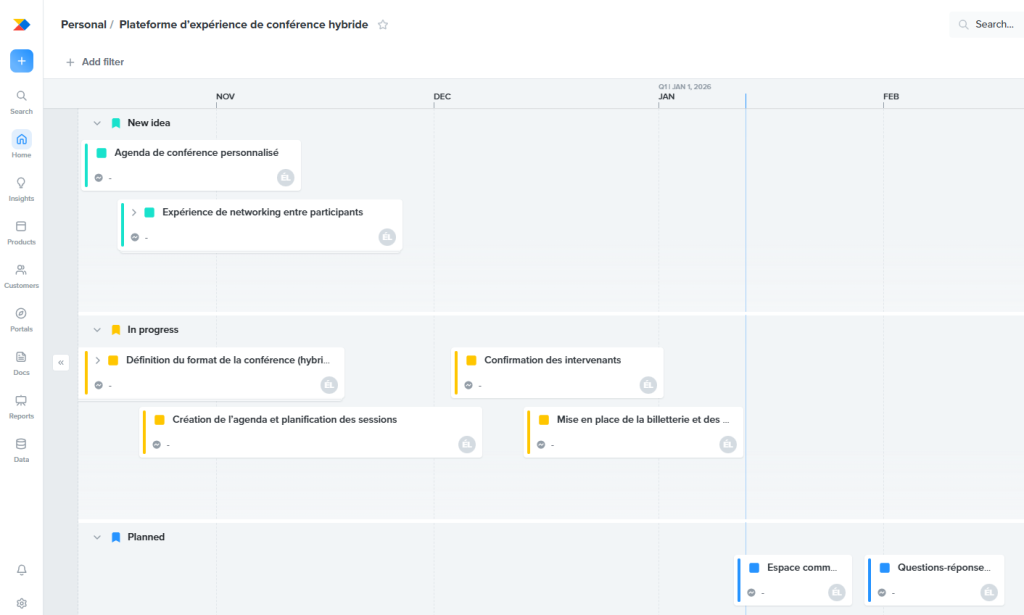 Outil roadmap interface Productboard