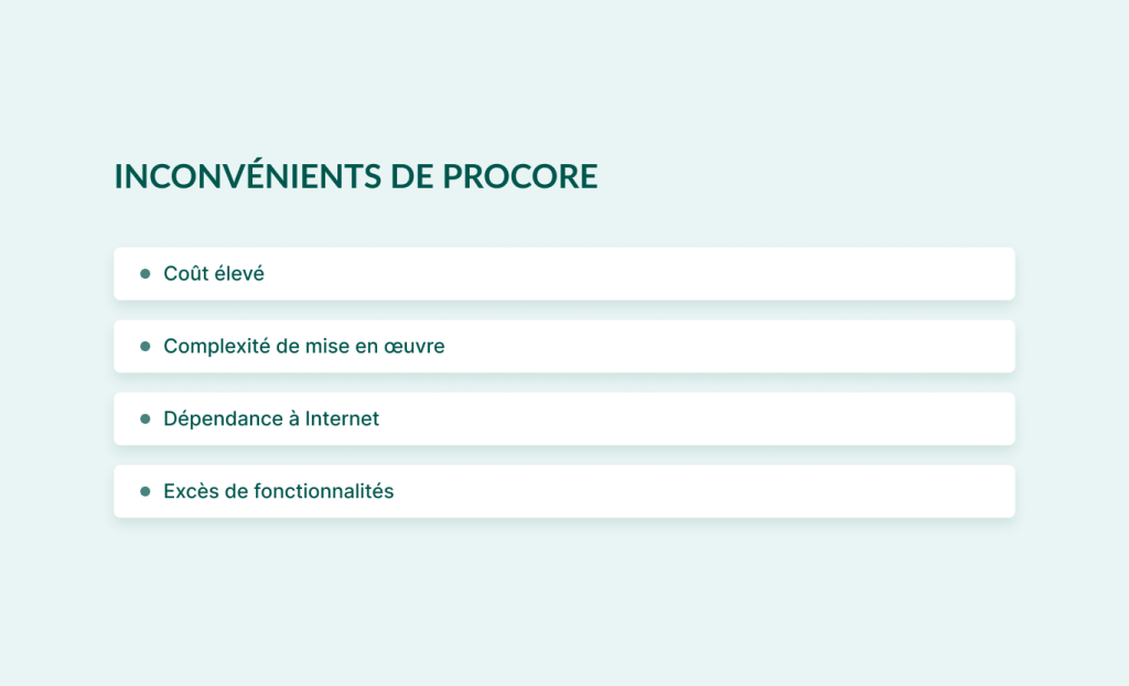 Alternative a Procore: inconvenients de logiciel 