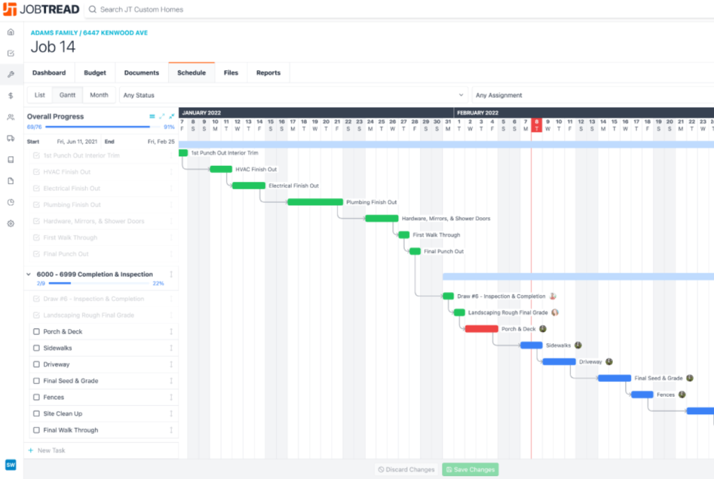 Alternative a Buildertrend Jobtread interface 