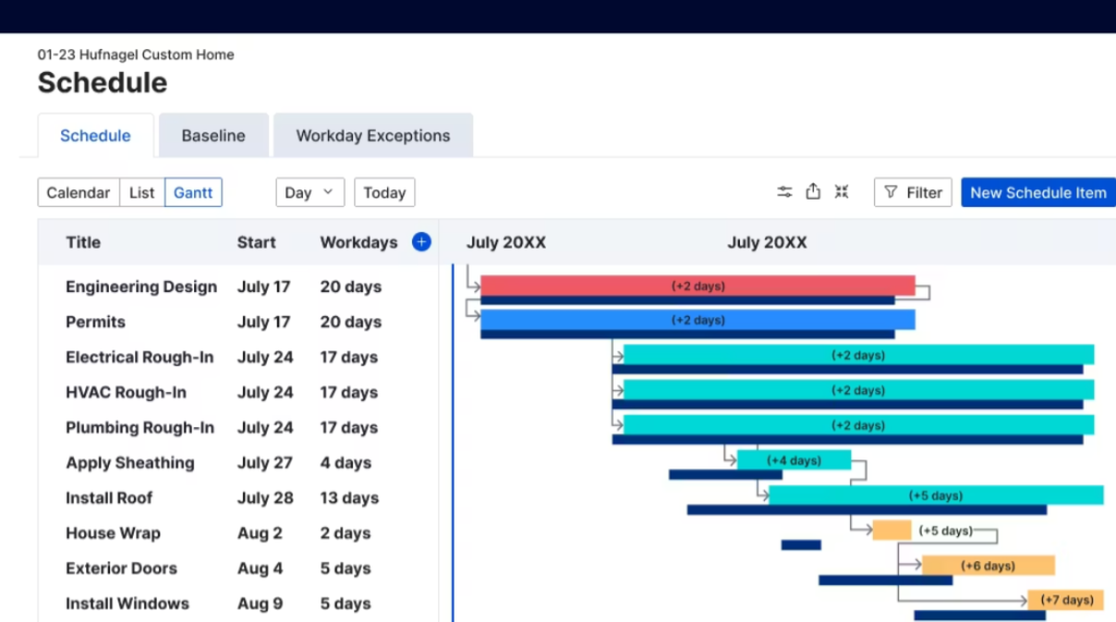 Alternative à Fieldwire: interface Buildertrend