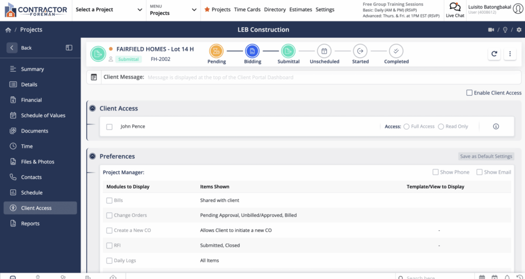 Alternative à Fieldwire: interface Contractor Foreman 