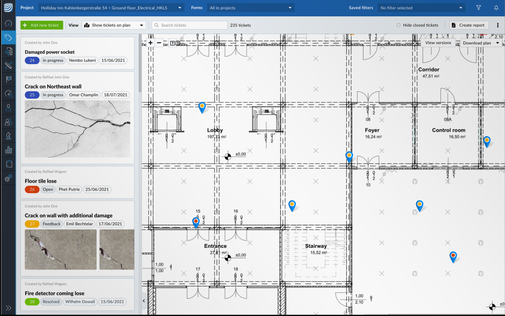 Alternative à Fieldwire: interface PlanRadar 