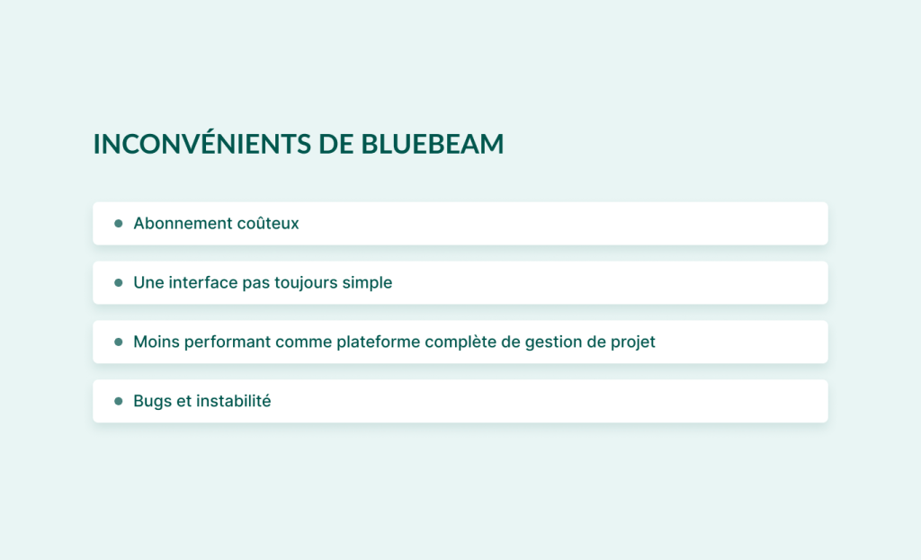 Alternative a Bluebeam: inconvenients 
