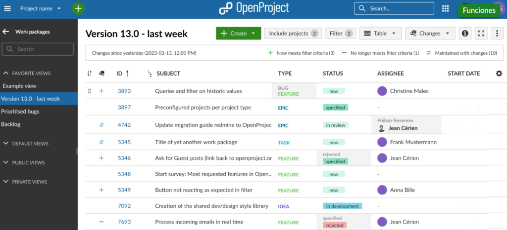 Alternatives à Oracle Primavera: interface OpenProject
