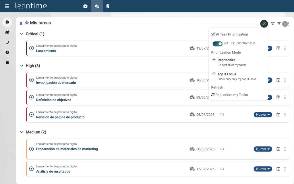 Herramientas IA para gestión de proyectos: Leantime