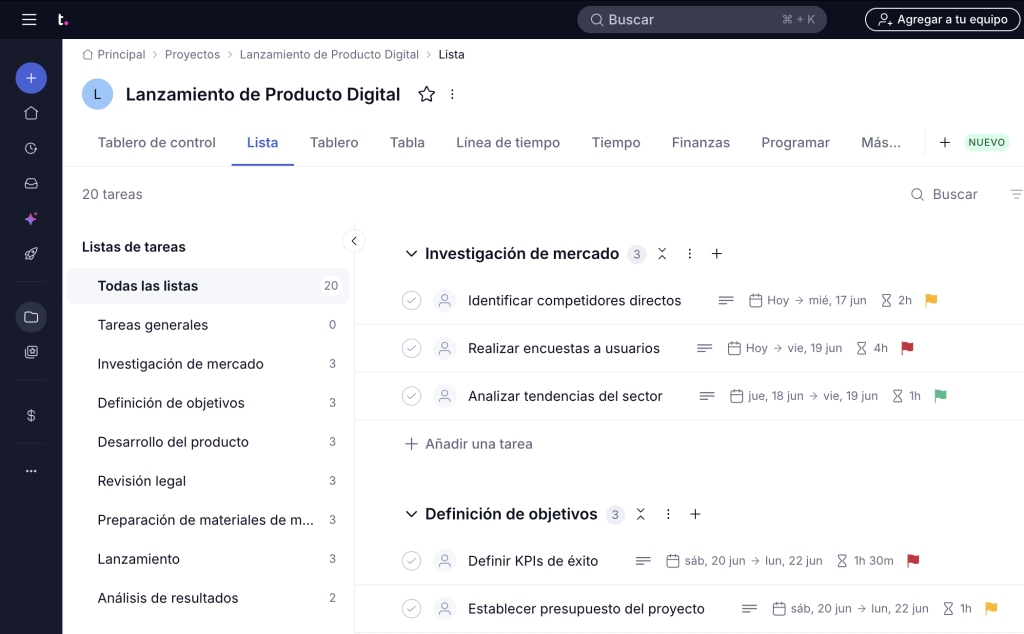 Herramientas IA para gestión de proyectos: Teamwork