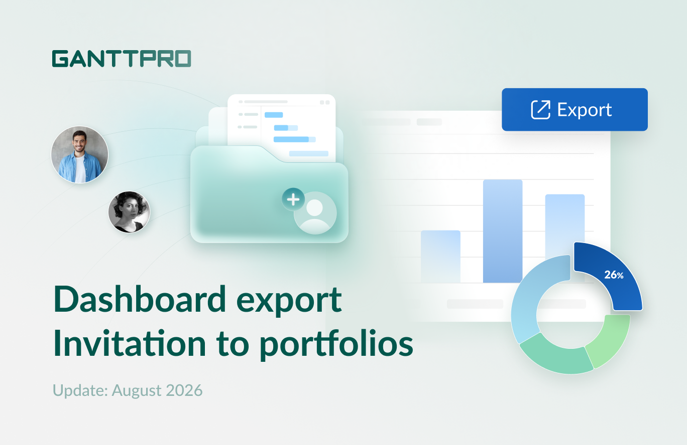 GanttPRO release: Dashboard export, portfolio invitations