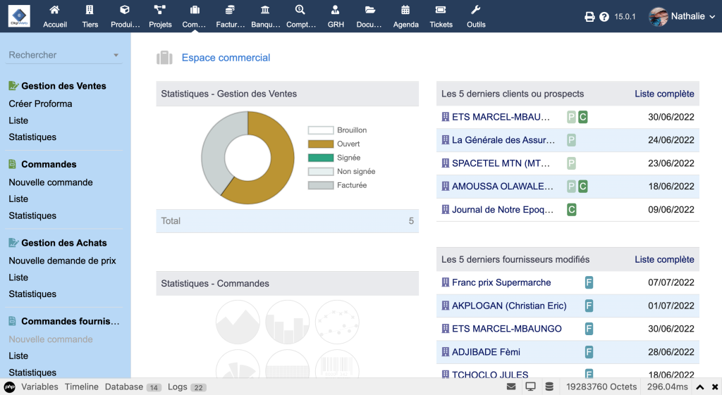 Logiciels de gestion dentreprise: Interface Dolibarr 