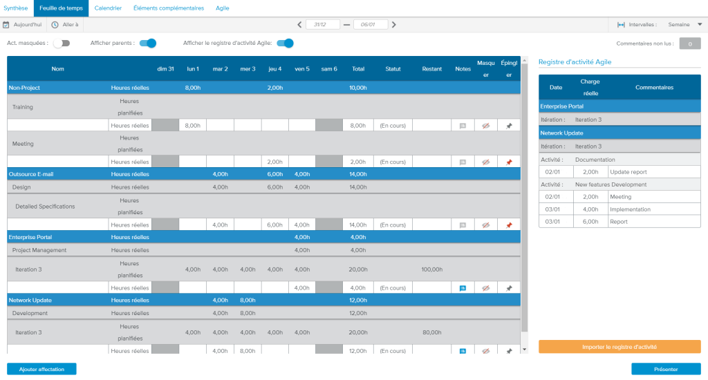 Logiciels de planning: Interface Sciforma