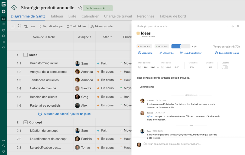 Comment configurer votre projet dans GanttPRO: commentaires
