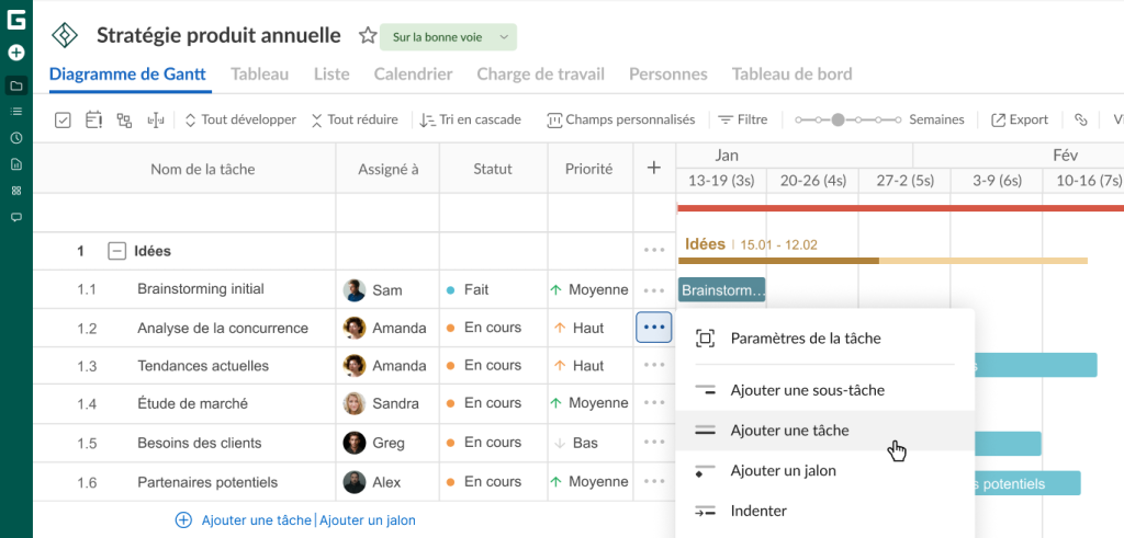 Comment configurer votre projet dans GanttPRO: ajouter des taches et des sous-taches
