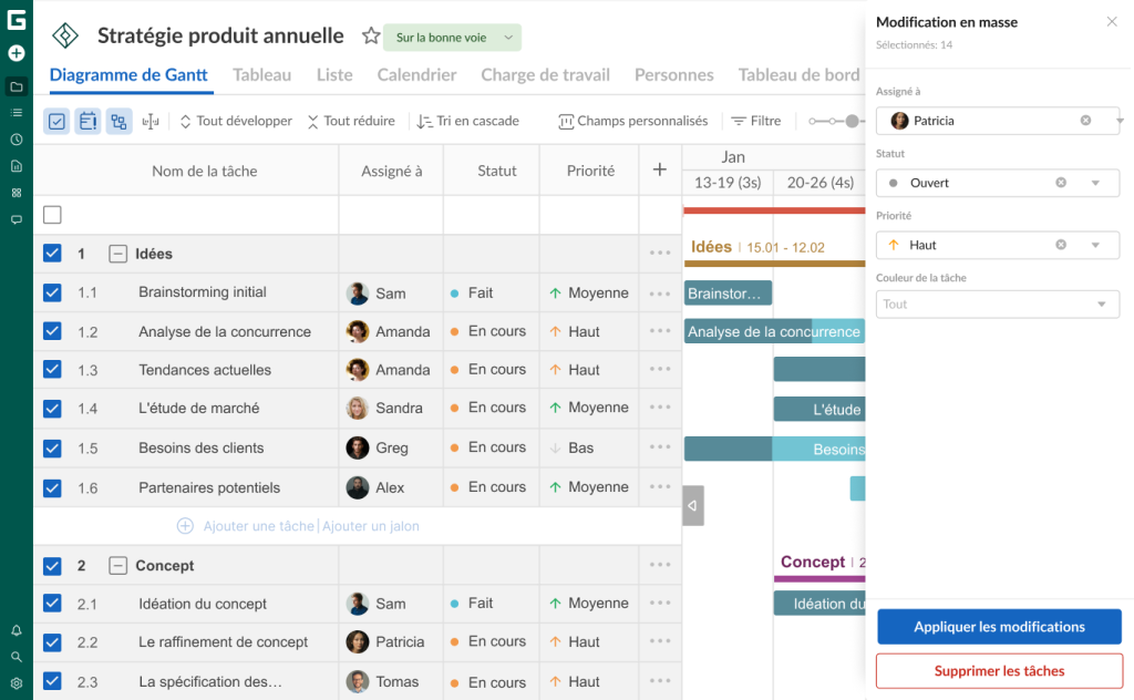 Astuces pour tirer le meilleur parti de GanttPRO : les modifications groupees
