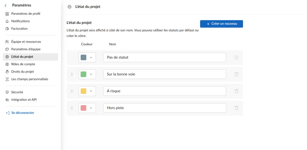 Comment configurer votre projet dans GanttPRO: modifier le statut d un projet
