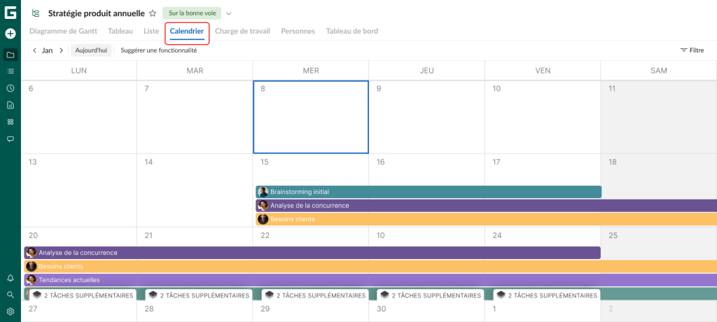 Comment configurer votre projet dans GanttPRO: la vue Calendrier
